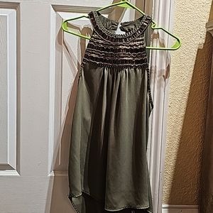 NWT MAURICE'S Studio Y Olive Green Beaded Chiffon Top M Party Evening Bling